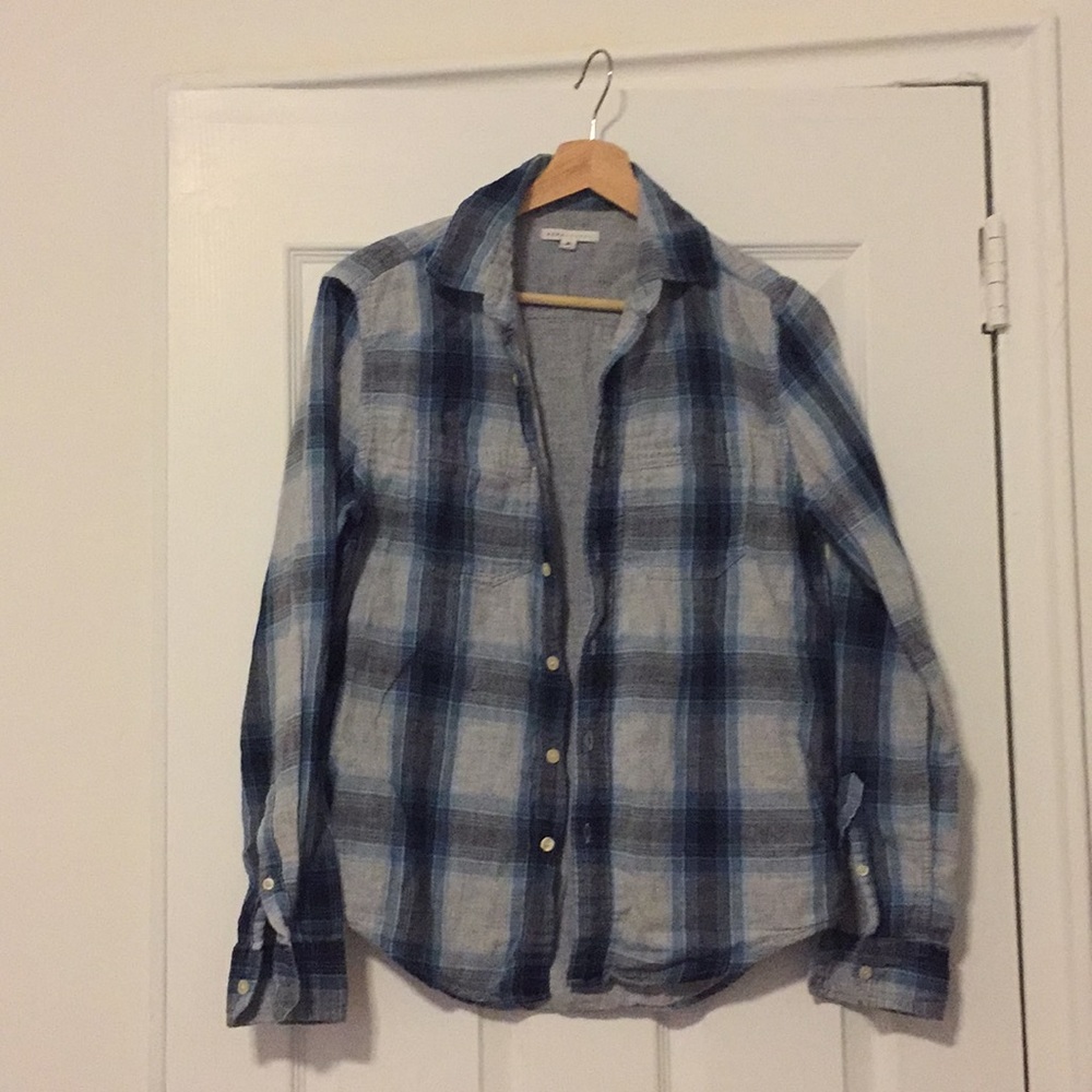 Blue and Gray Plaid Button Down